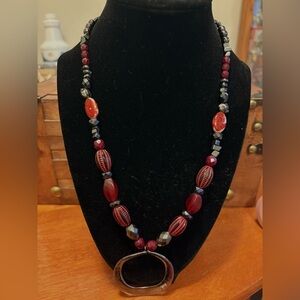 Chico’s Red and Black Beaded Necklace